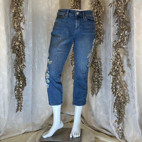 J.Jill‎ Women’s Authentic Fit Cropped Embroidered Denim Jeans Blue Size 6P - Picture 10 of 13